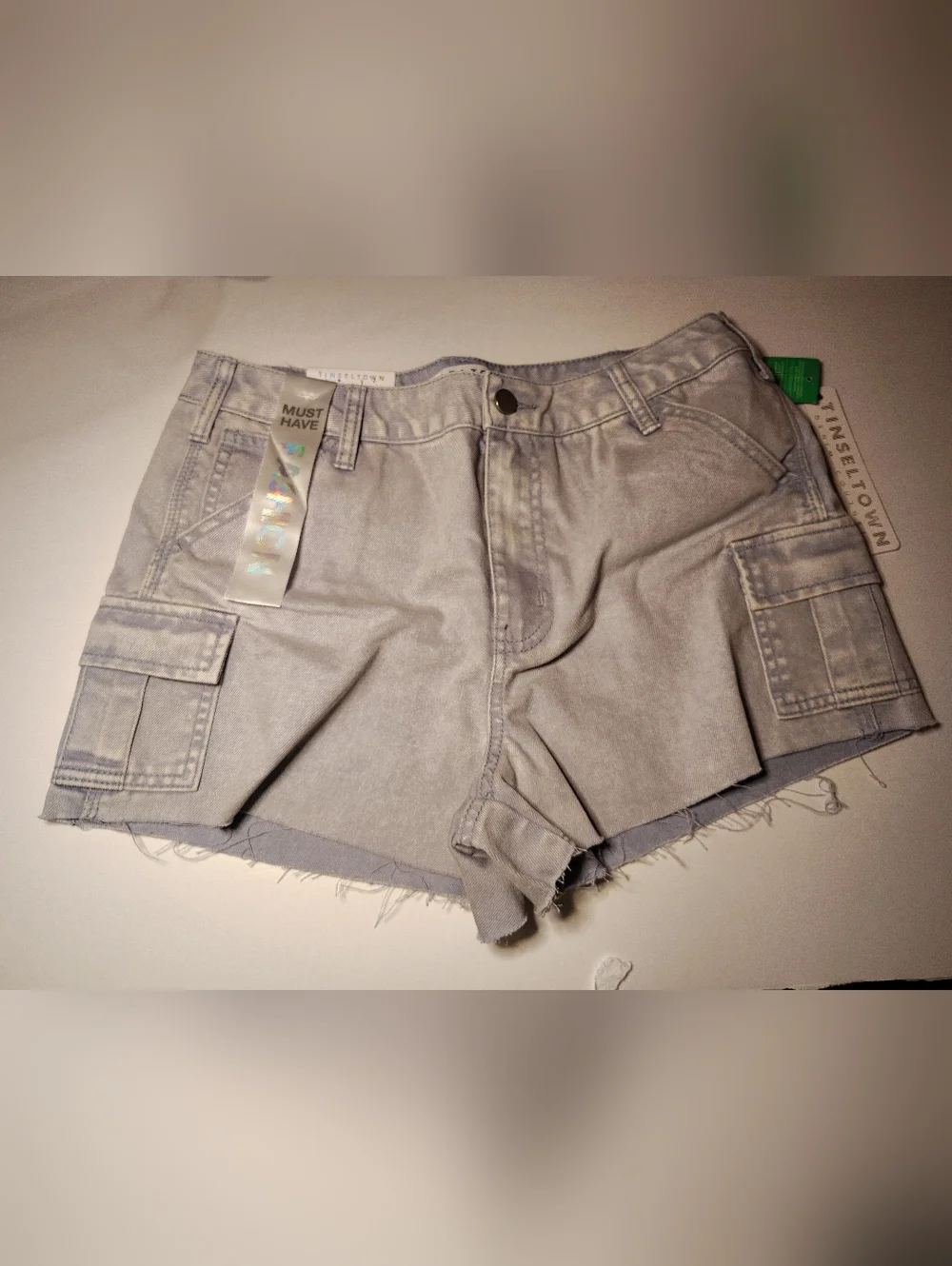 Francesca's Light Blue  Frayed Denim Shorts - Picture 2 of 8